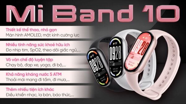 Vòng đeo tay thông minh Mi Band 10 viền nhôm